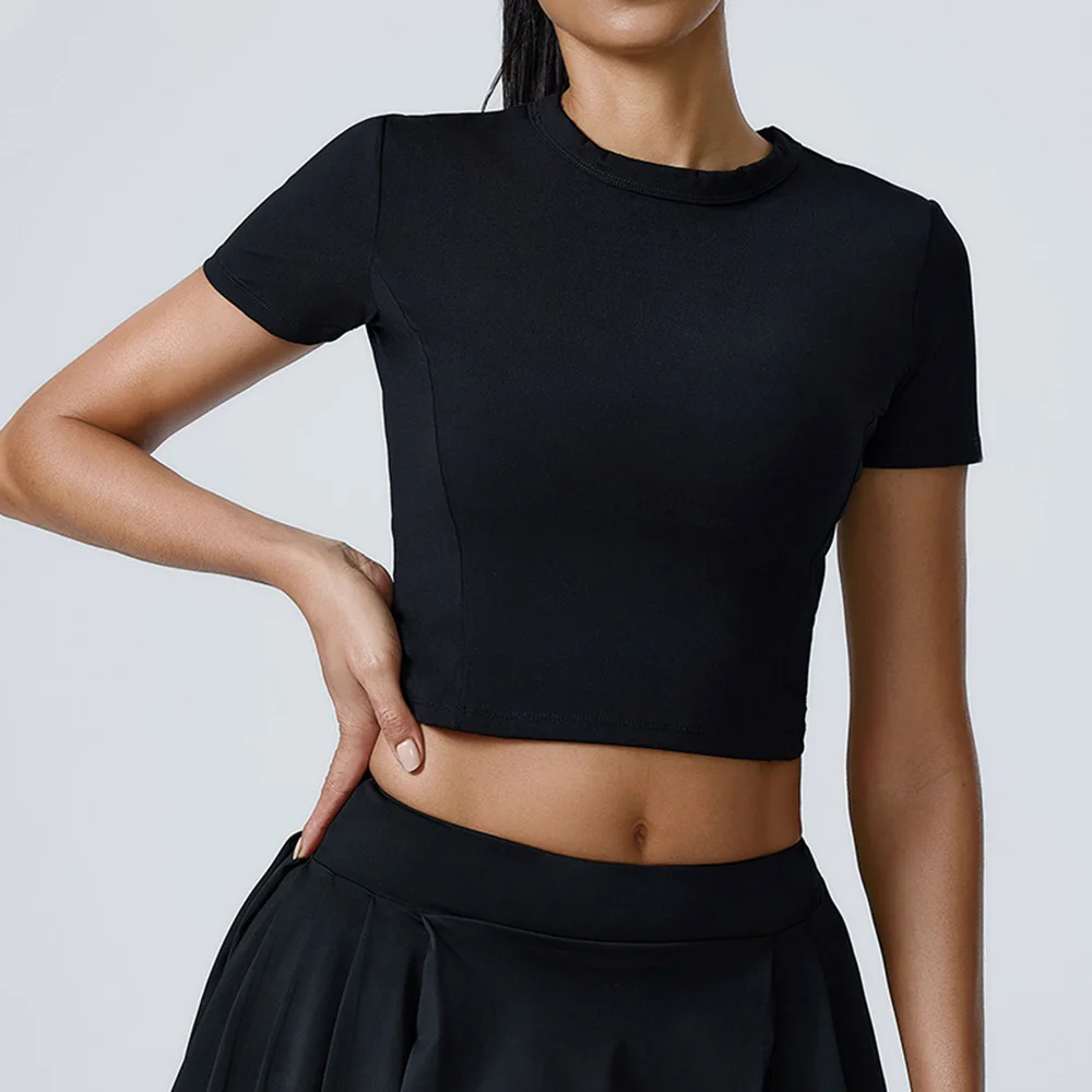 Yoga Sports High Elastic T-Shirt Women Fitness Top Short Sleeves Dance Clothes Running Shirts Gym Push Up Workout Top Tee