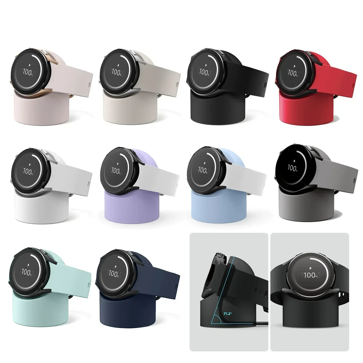 Compatible with Samsung Galaxy Watch 7 6 5 4 3 Charger Stand 40 44 46mm Galaxy Watch3 4 6 5 Pro 7 Charger silicone Stand 45mm galaxy watch charger stand