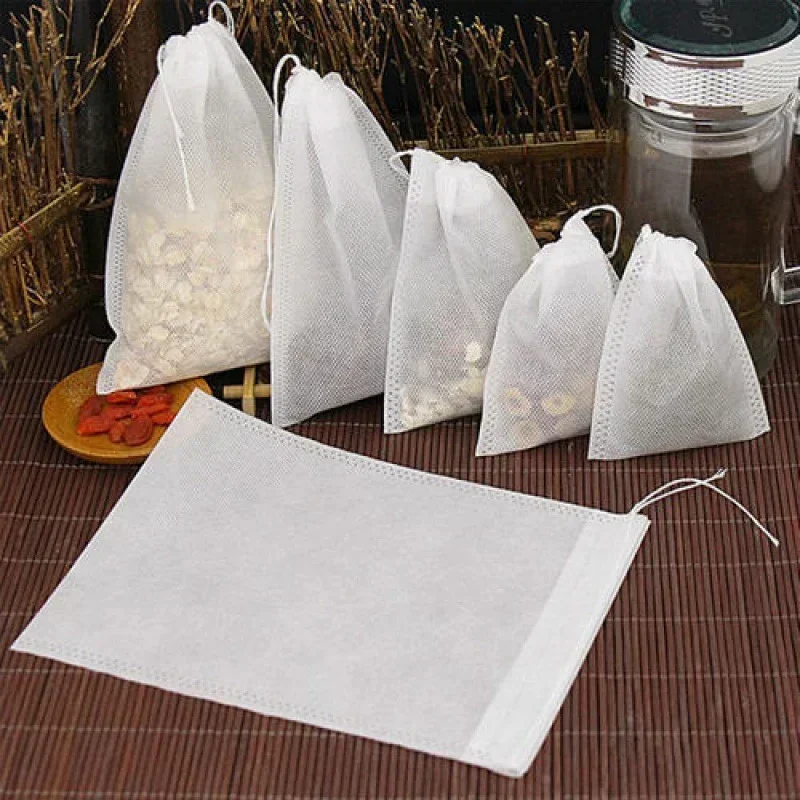 200/50PCS Disposable Tea Filter Bags Non-woven Fabric Tea Bag with Drawstring Kitchen Filter Paper for Coffee Herb Loose Tea