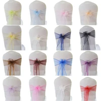 (50/100pcs) Organza Chair Sashes Bow Knot for Wedding Party Event Banquet Decoration Hotel Outdoor Party Chair Decors Supplies 1