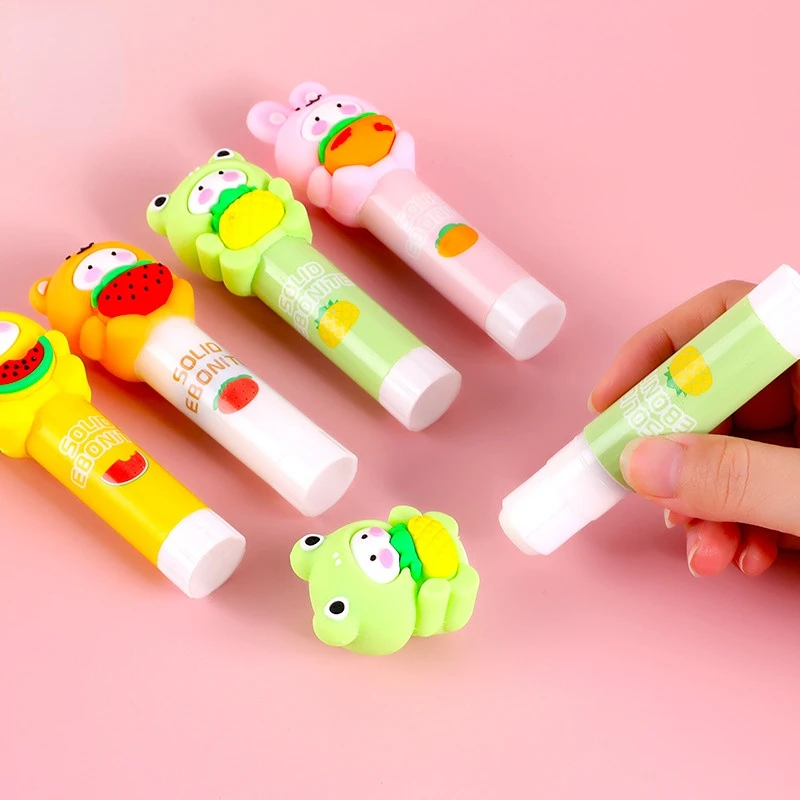 2Pcs Cute Cartoon Solid Plastic High Viscosity Glue Stick For Children  Office Stationery Supplies