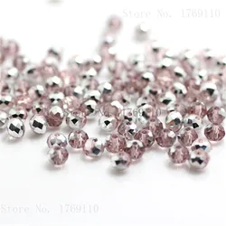 Isywaka Hot Light Green Faceted Crystal Glass Rondelle Spacer Beads for Jewelry Making, 125pcs (Pink silver)