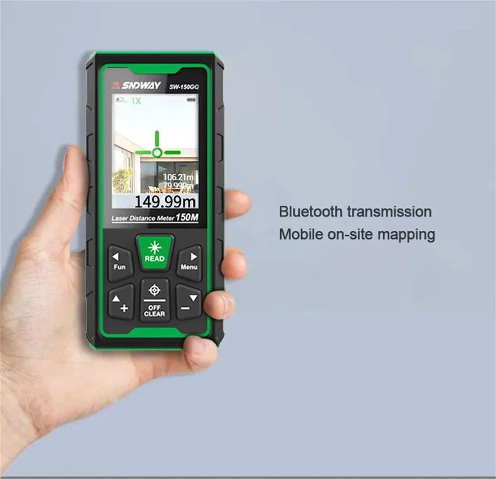 SNDWAY Digital Rangefinder Bluetooth Laser Distance Meter 4X Zoom Green Laser Ta