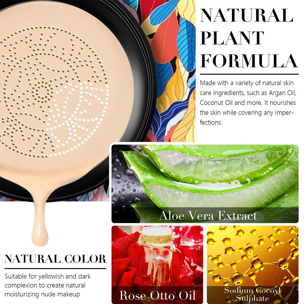 BB Cream Mushroom Head Air Cushion CC Cream With Powder Puff Moisturizing Brightening Foundation Concealer Base Makeup Cosmetics