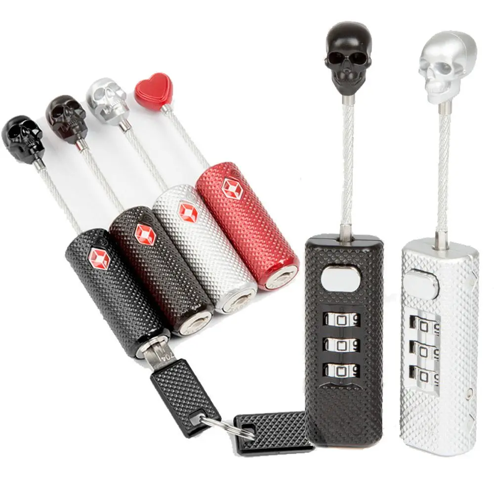 Skull Metal Luggage Locks Three Digits Combination Padlock Mini Travel