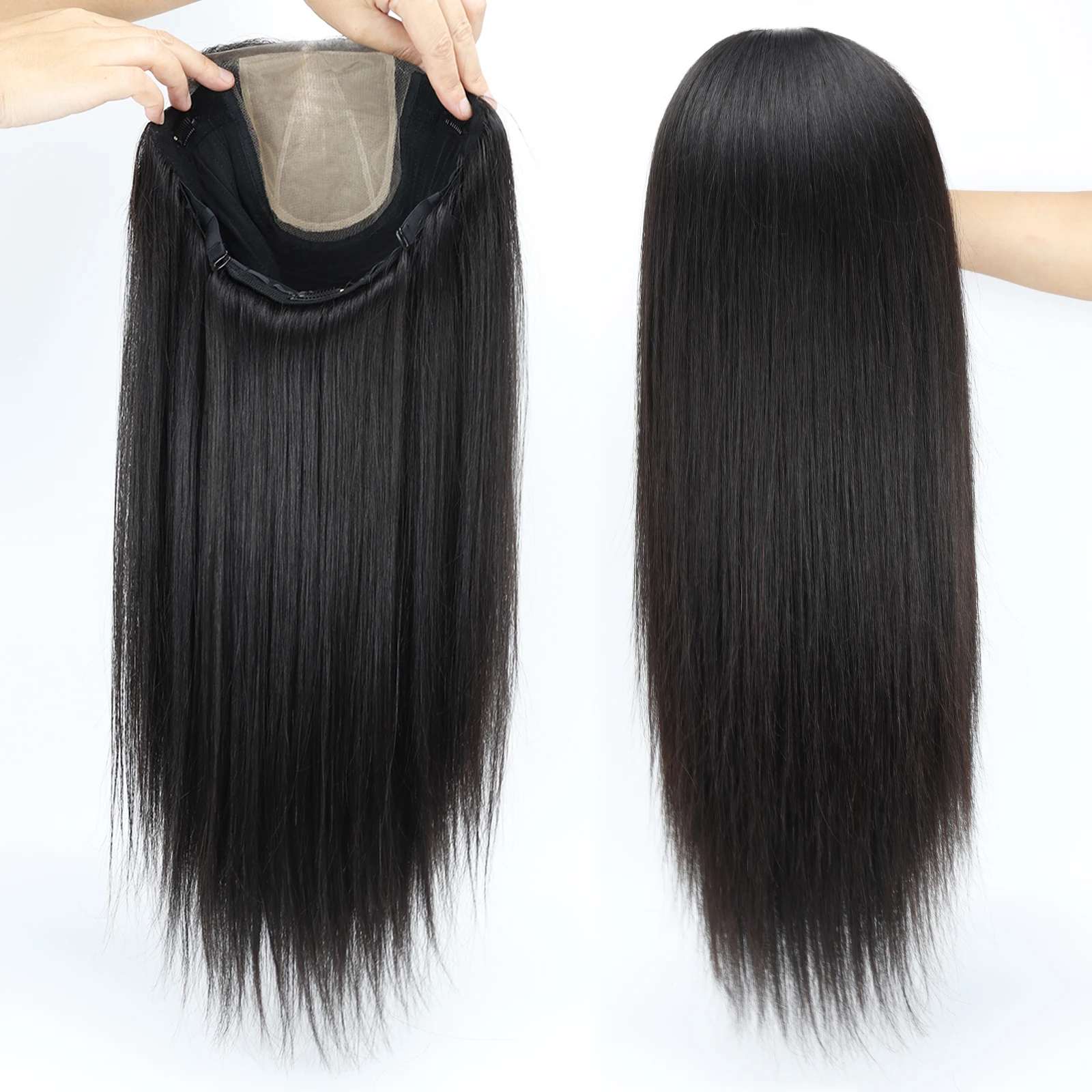 10x12cm 실크탑 리얼 버진 인모 가발, 레이스 사이드 PU 헤어라인, 가볍고 얇은 베이스, 매듭 없는 자연스러운 헤어라인