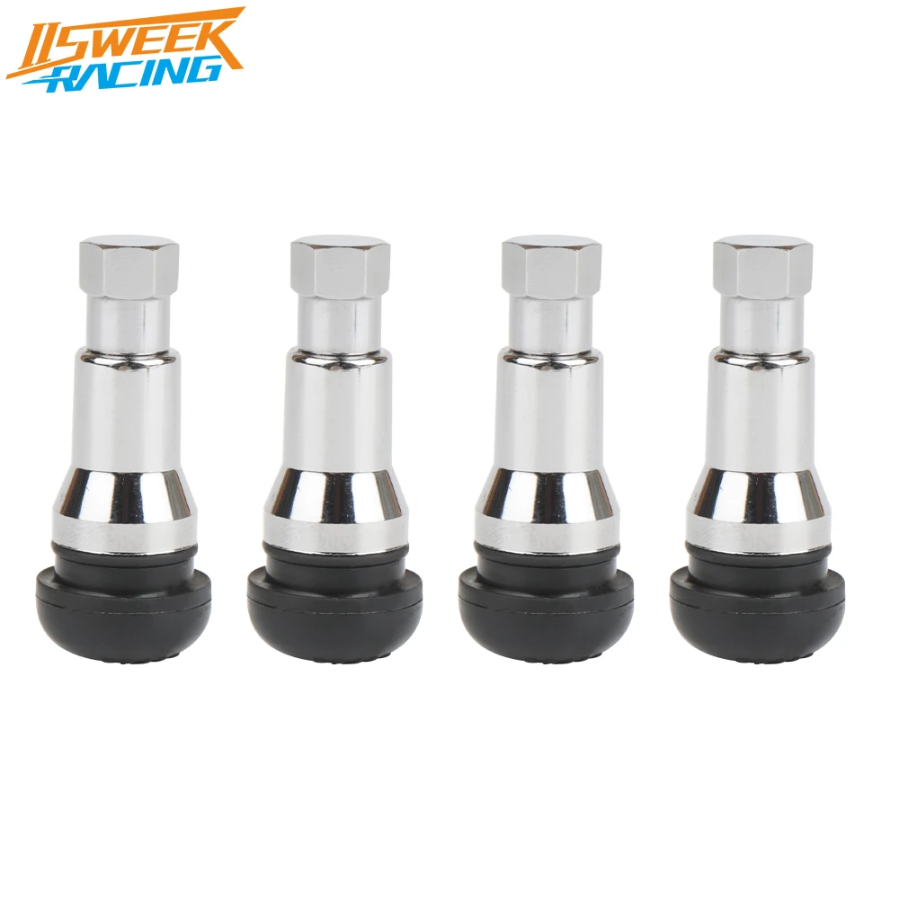 4PCS TR413AC Tubeless Tire Valve Stems with Chrome Plated ABS Sleeves