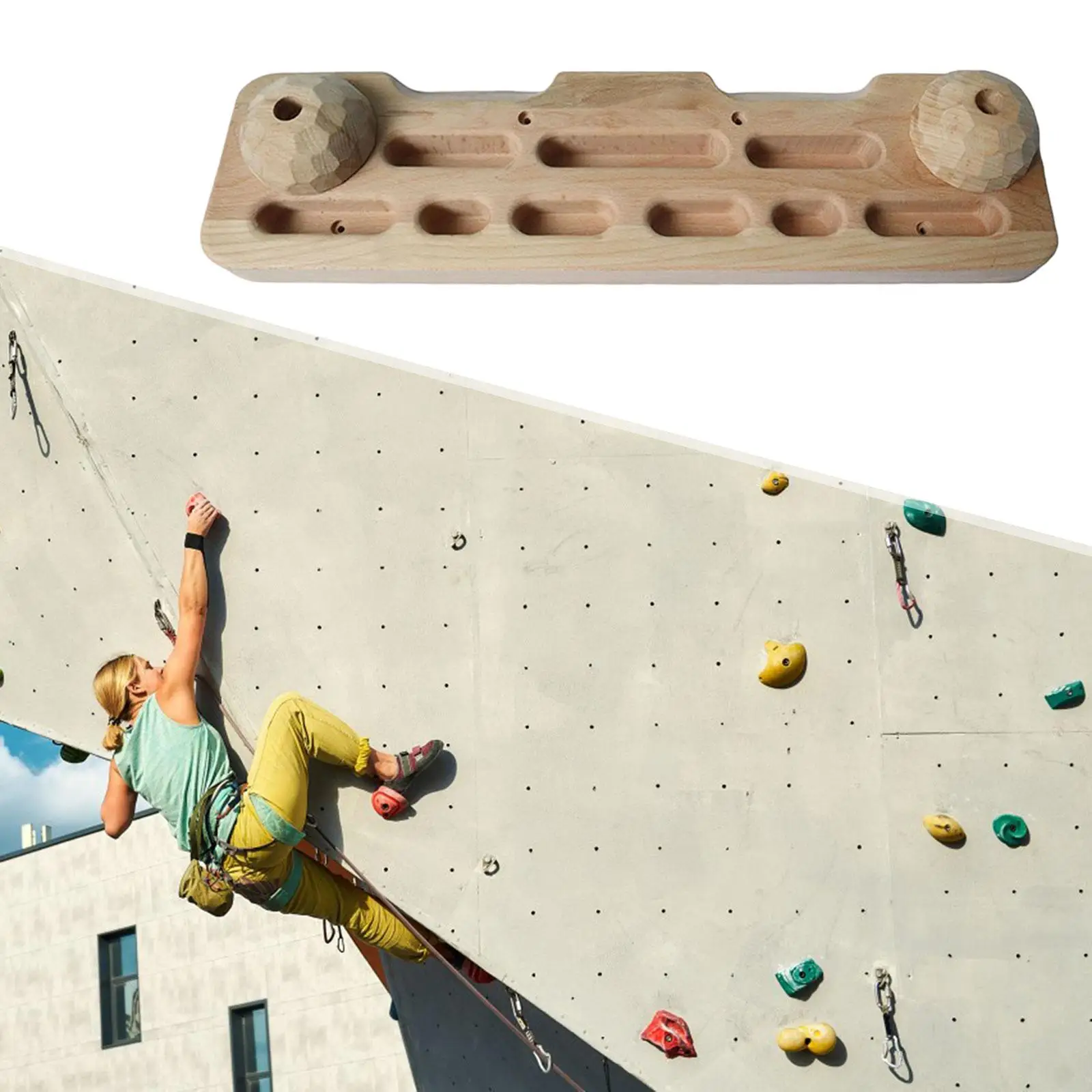 thumbnail image 2 of Portable Climbing Hangboard Wooden Hangboard Bouldering Finger Trainer 2 of 11