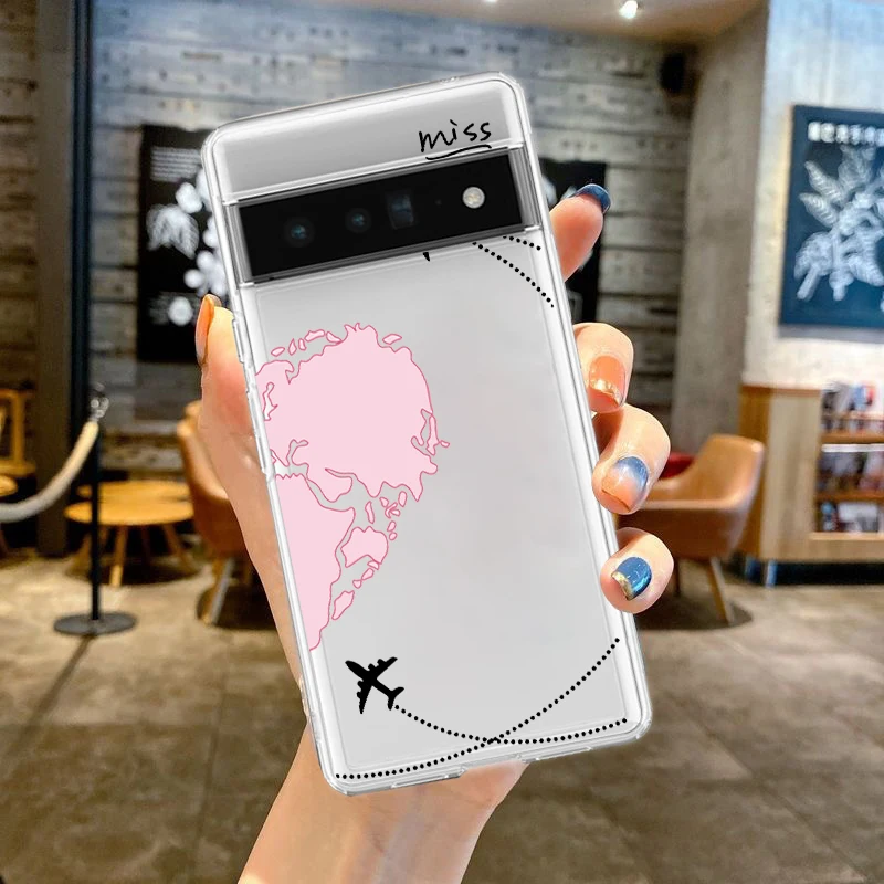 World Map Travel Love Heart Couple Phone Case Cover
