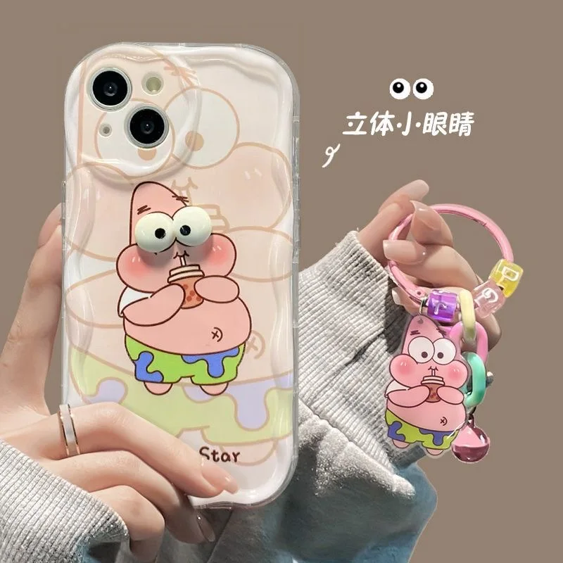 thumbnail image 1 of Big Eyes SpongeBob Cartoon TPU Soft Phone Case For iPhone 11 12 Mini 13 Pro Max 14 Pro 15 Pro X XS Max XR 7 8 Plus With Pendant, 1 of 5