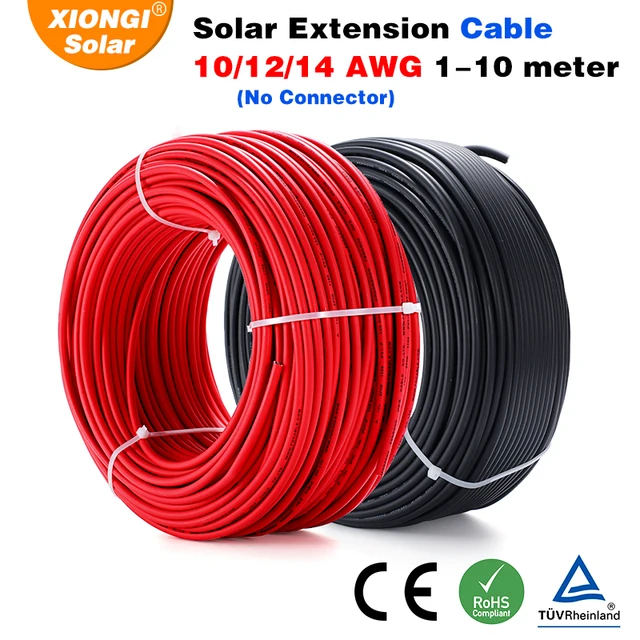 XIONGISOLAR câble solaire pv panneau Stecker fil 2.5/4/6 mm2 avec 1/2/3/5/8/10/15/20/30M connecteurs de fils solaires PV 10/12/14 AWG 1