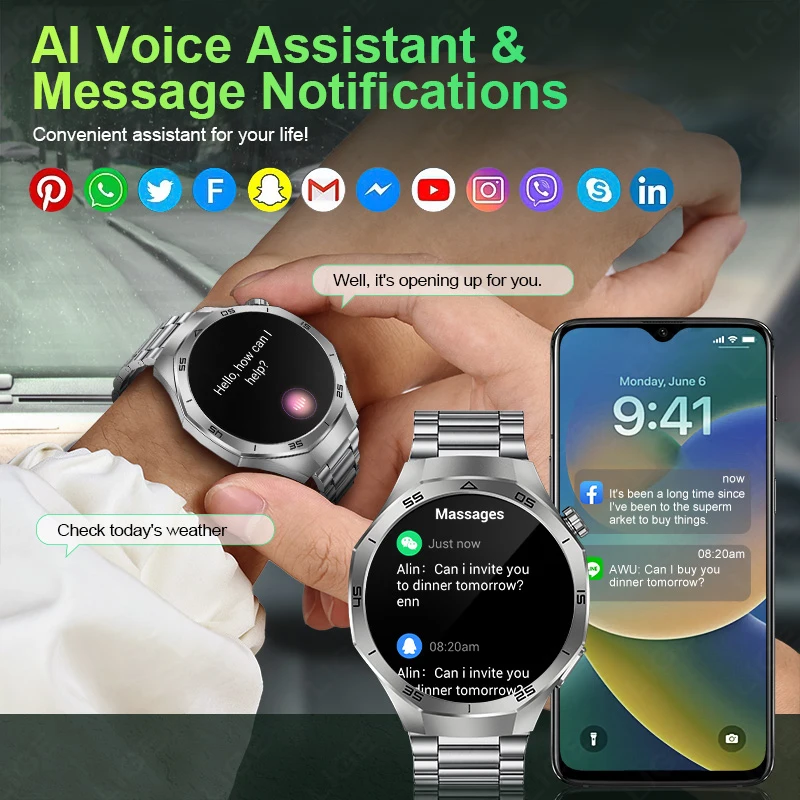 LIGE Smart Watch Outdoor Sports Waterproof Men 1.53" HD Screen Heart Rate Monitor BT Call Fitness Men Smartwatch For Android IOS