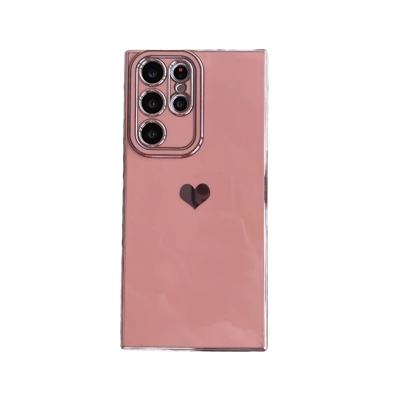 Coque de téléphone plaquée cœur d'amour pour Samsung Galaxy S25 S24 S23 S22 S21 Plus Ultra S20 FE Silicone souple TPU antichoc couverture arrière_voghion.com