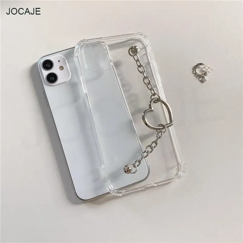 Clear Transparent Wrist Strap Case with Love Heart Bracelet - Soft Cover