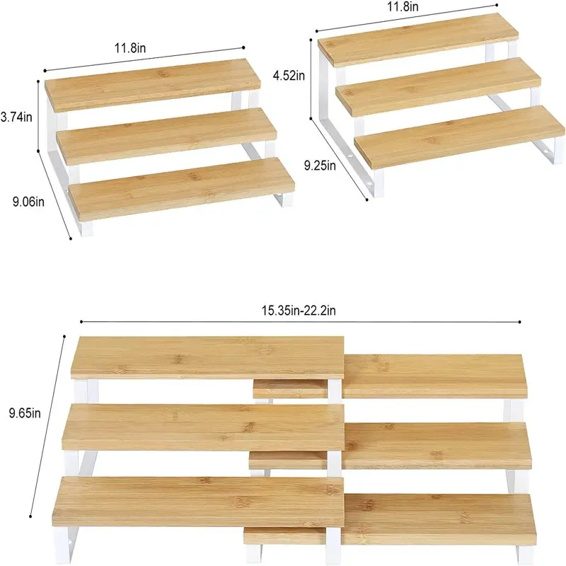 Estante organizador de 4 niveles madera bambú 108x67x26cm