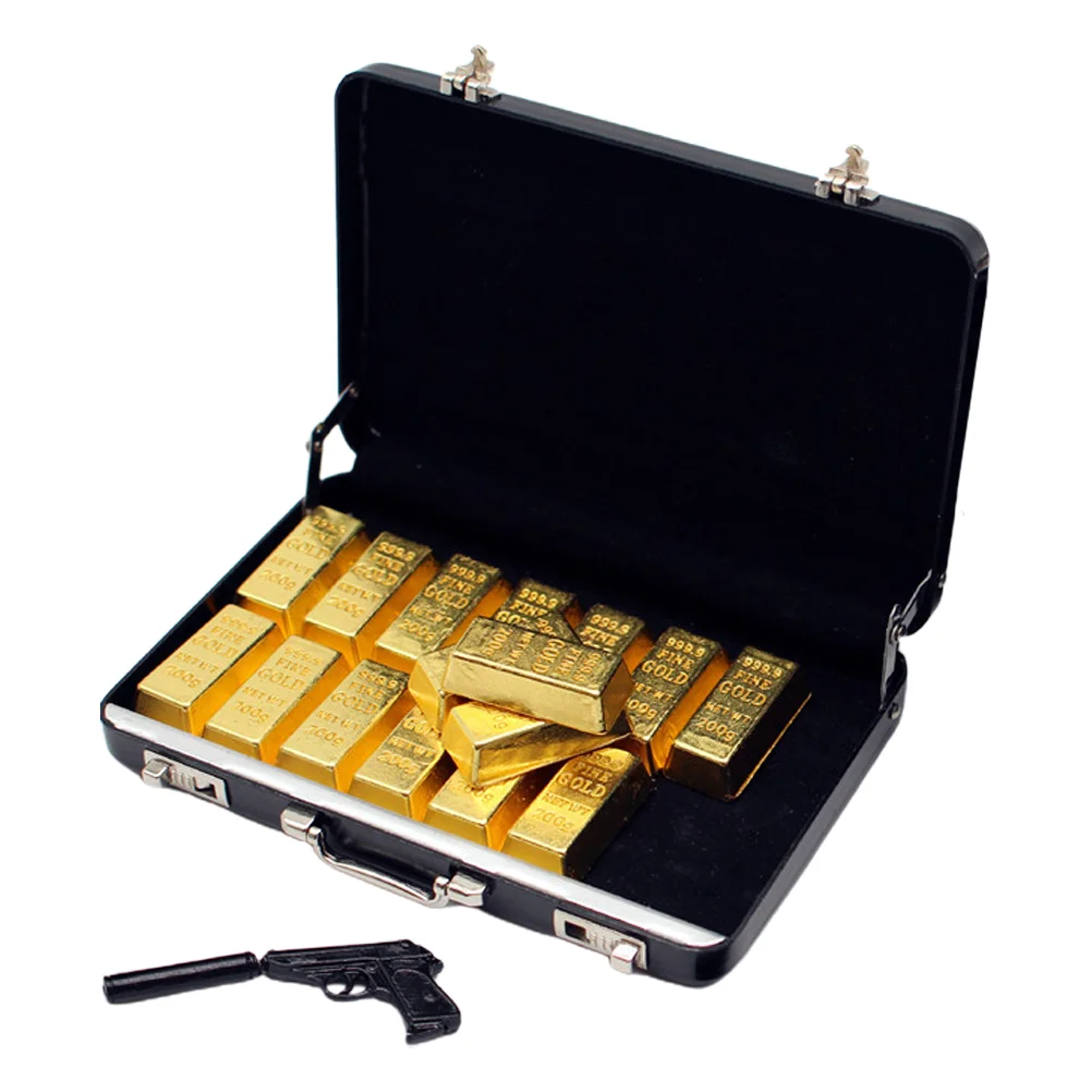 

1 Set Mini Landscaping Ornaments Tiny Golden Bar Model Mini Gold Bars Suitcase