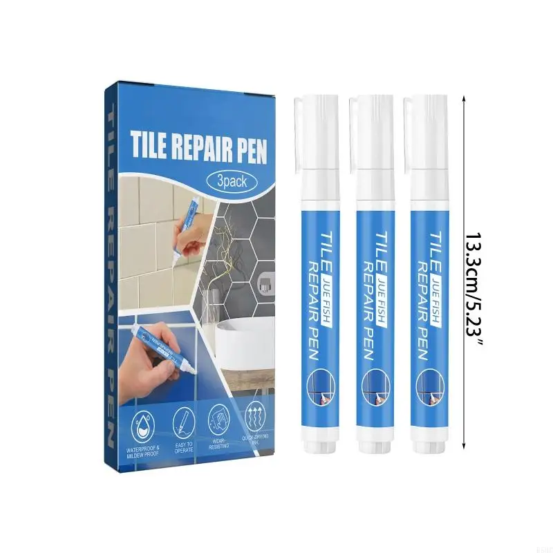 R58C 3Pcs Grout Pen White Tile Repair Marker Pen, Waterproof Tile Grout Pen