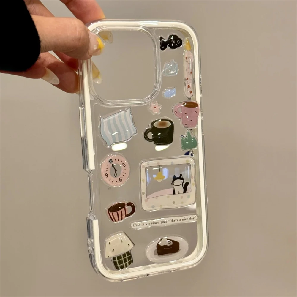 DIY Cute Funny Illustration Transparent Phone Case For iPhone 16 15 14 thumbnail 5