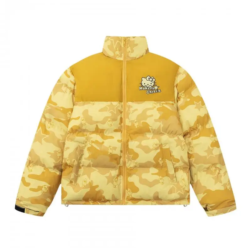 

Cute Sanrio Cartoon Hello Kittys Cartoon Letter Stand Collar Camouflage Cotton Clothes Loose Casual Warm Bread Clothes
