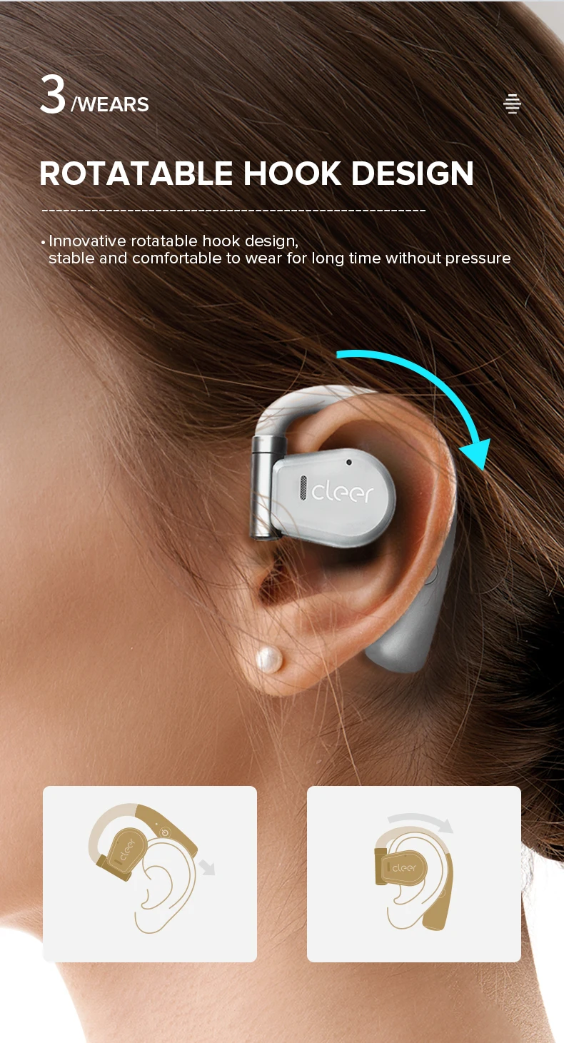 Cleer ARC bluetooth open ear rotatable hook earphones