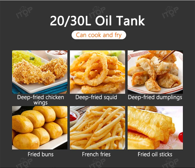 ITOP 20L Electric Fryer 4.8KW French Fries Machine Hot Dog Sausage Fried Machine Churros Fryer 220V