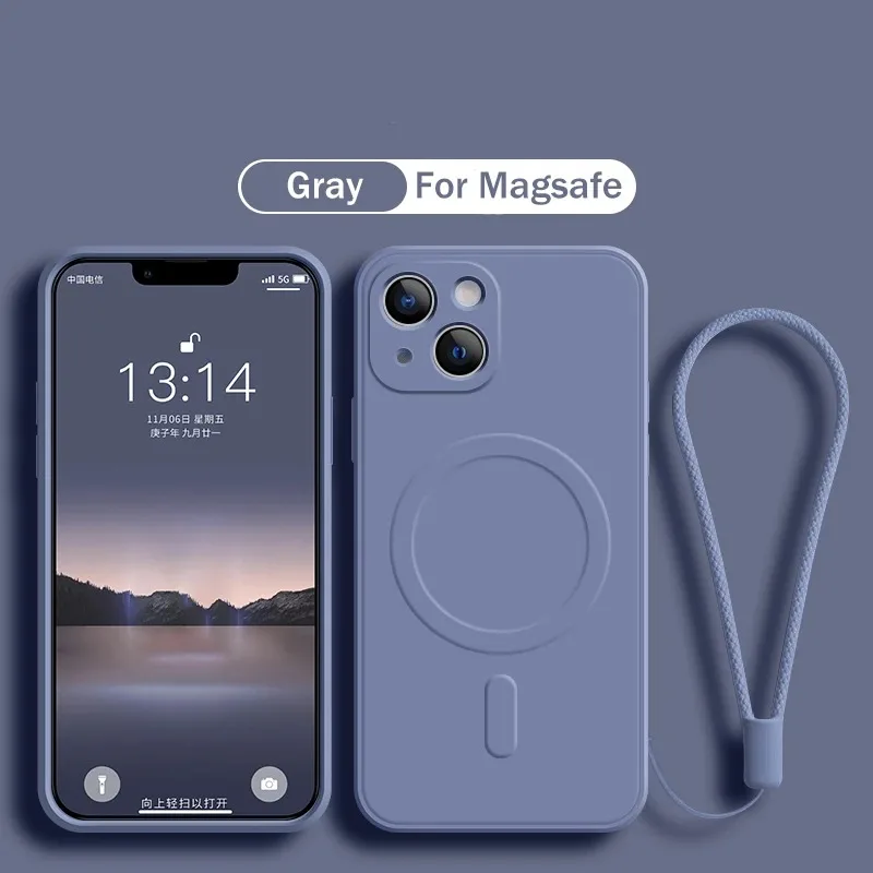 Magnetic Wireless Charging Silicone Strap Case - Soft Liquid Protective Cover