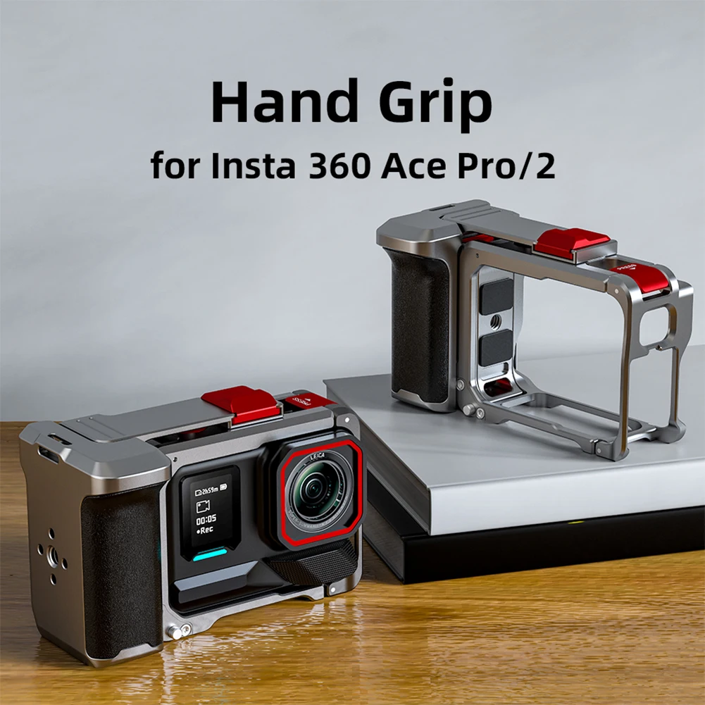 For Insta360 Ace Pro/2 Metal Camera Grip Mount Anti-Fall Sports Camera Protective Case Detachable Street Photo Vlog Accessories