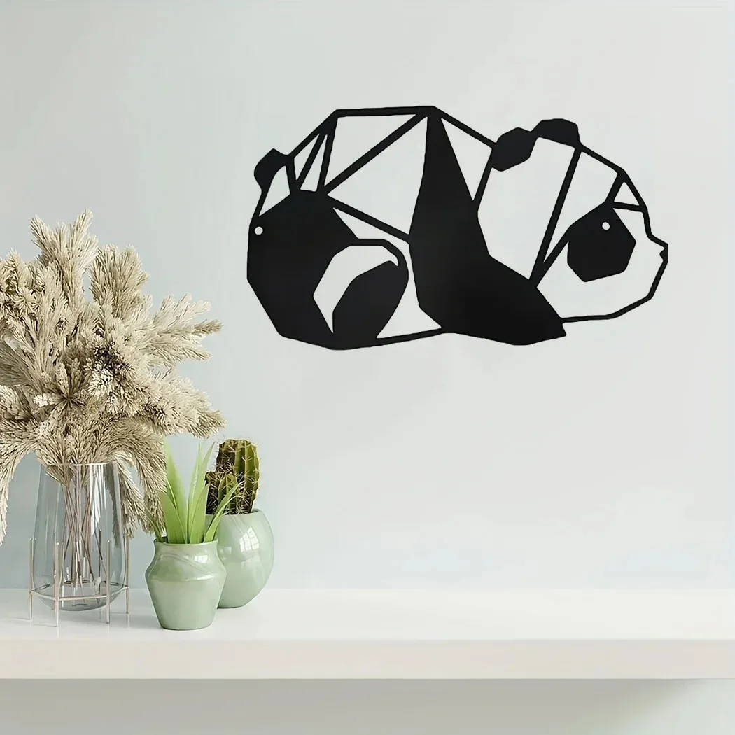 

Crafts 1pc Metal Pandas Outdoor Wall Art Decor, Black Metal Wall Art For Living Room Bathroom Bedroom, Wall Sculptures