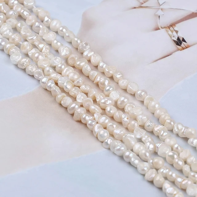 4-5mm natural white freshwater baroque real pearl strands - AliExpress