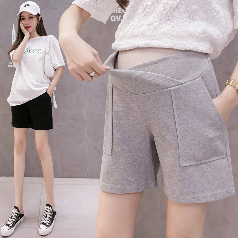 2024 Pregnant Women Summer Shorts Loose Wide-legged Pants Mom Abdomen Low Waist Trousers Solid Color Maternity Shorts Pockets dark yamamoto style pants loose fitting niche design sensible wide legged tight legged harem boots leggings slacks