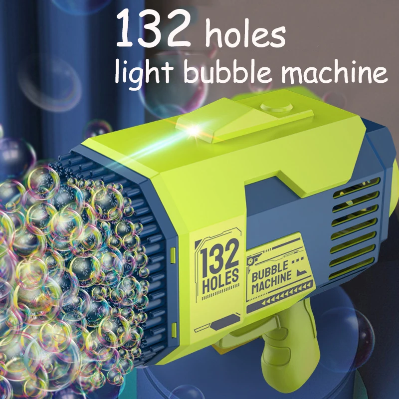 

Bubble Gun 132 Holes Electric Automatic Rocket Bubble Blower Machine With Light Toys For Kids Portable Outdoor Children Gift