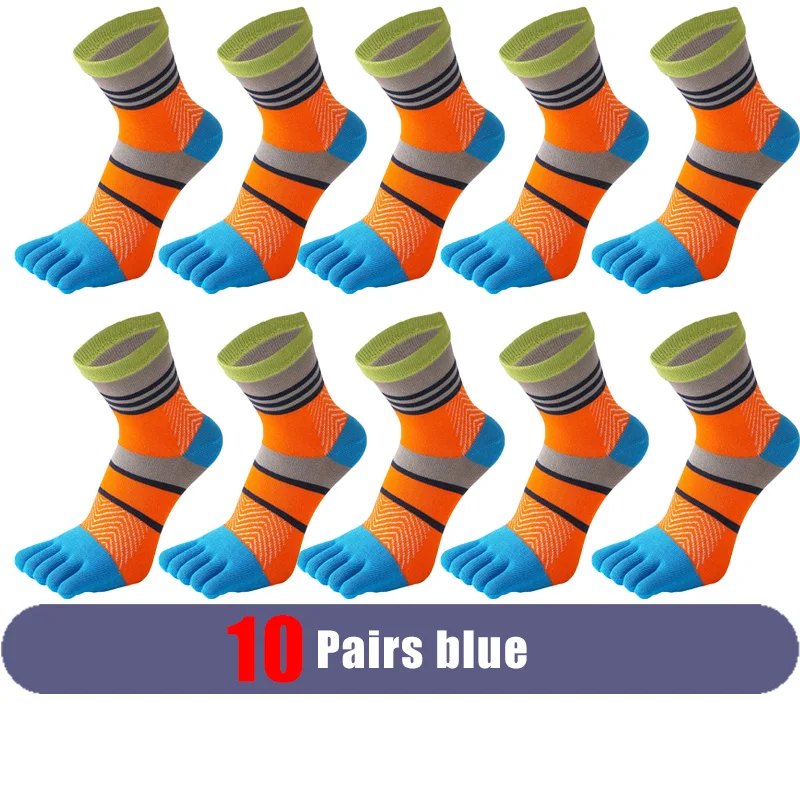 Colorful Striped Cotton Five-Finger Socks for Men - Fun & Comfortable Dress Socks