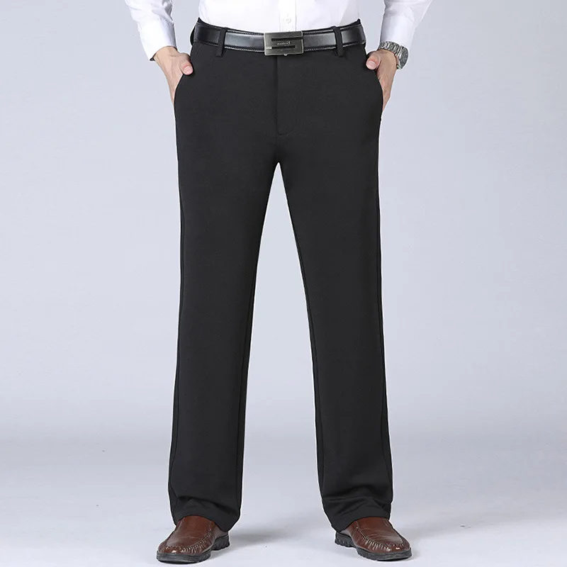 Men's Business Pants Big Size 52 Elastic Waist Straight Suit Pants Formal Work Long Pants Large Size Loose Casual Trousers 4
