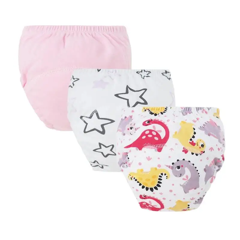 3 pz/lotto pantaloni per pannolini per bambini in cotone pantaloni da allenamento per bambini cartoni animati stampati pannolini riutilizzabili biancheria intima per neonato traspirante - immagine 6