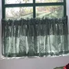 Korean/Japanese Double Pleated Dark Green Lace Short Curtains Korea Pastoral Geometric Half Curtains for Kitchen Valance #A585 2