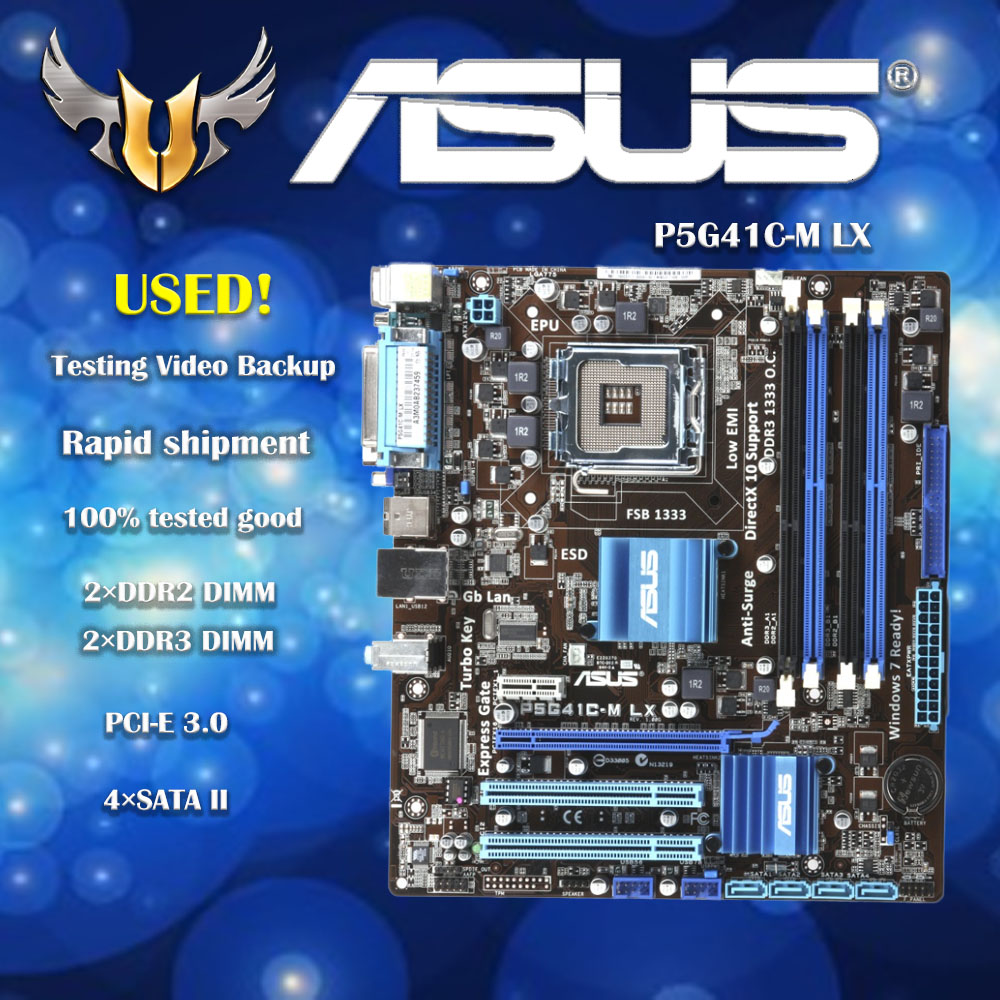 Asus P5G41C-M LX  Desktop Motherboard Intel G41 Socket LGA 775 DDR2 & DDR3 u-ATX On Sale