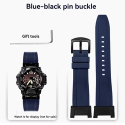 Enhanced Sports Rubber Watch Strap Wristband with Installation Tools for GWG-B1000 (Blue-black A)