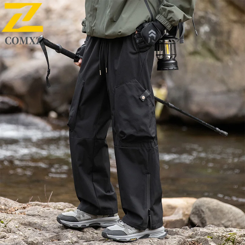 EIAO Men Softshell Work Pants Spring Summer Waterproof American Style Outdoor Camping Fishing Windproof Quick-Dry Casual Trouser