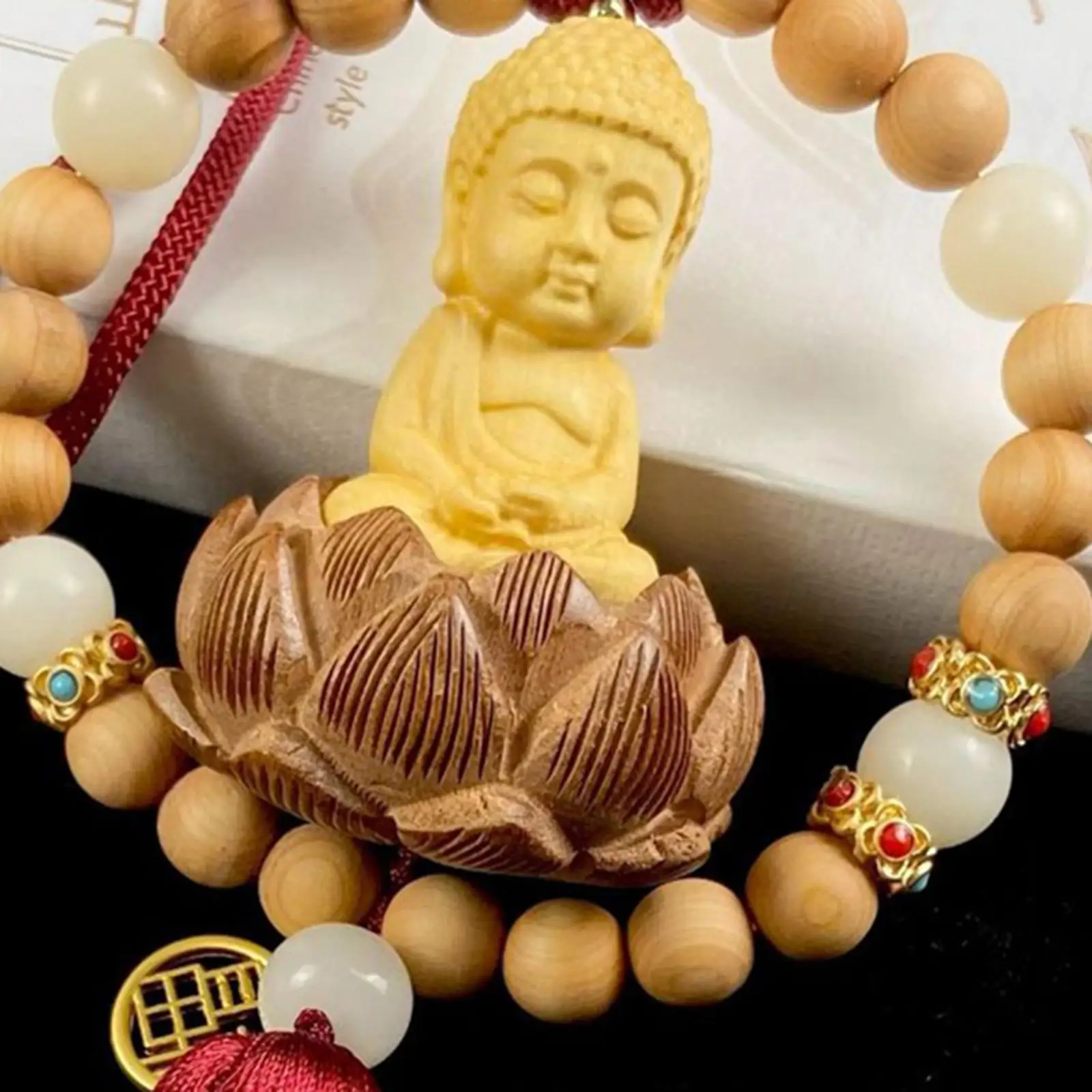 Buddha Small Figurine Gift Decorative Car Rearview Mirror Charm Pendant Auto Interior Decoration for Wall House Door Window