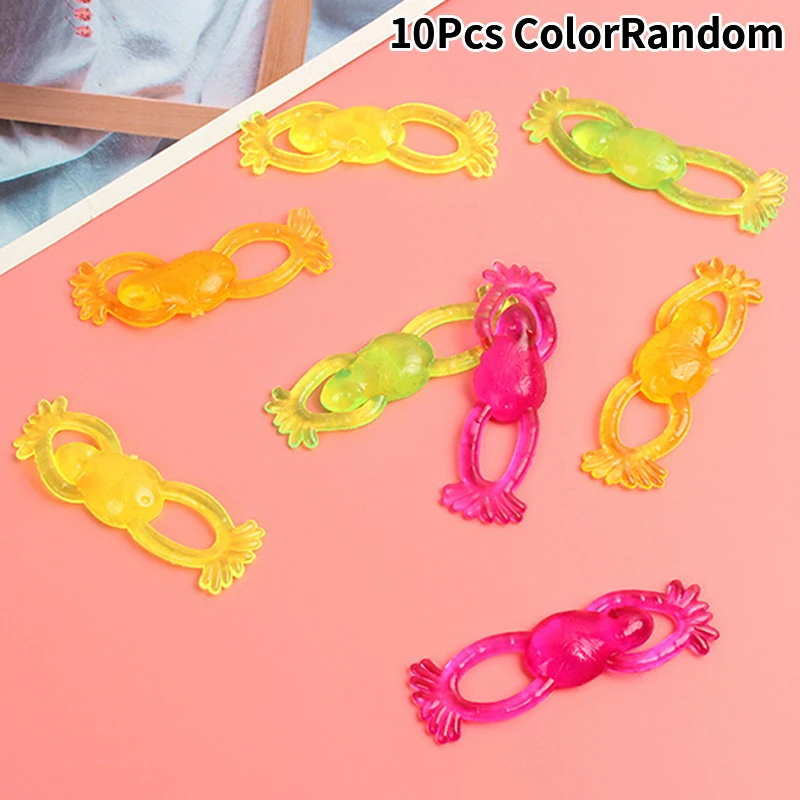 10Pcs Slingshot Frog Finger Toys Catapult Shoting Flying Sticky Games Party  Favors Adult Kids Antistress Stretchy Toy