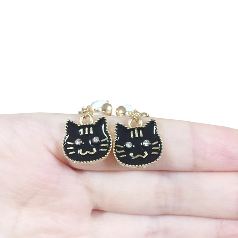 Kawaii Animals Alloy Clip Earring Sweetie Resin Earring Smile Cat Earrings for Women Girls ear clip earrings,clip earrings,ear clip,ear accessories