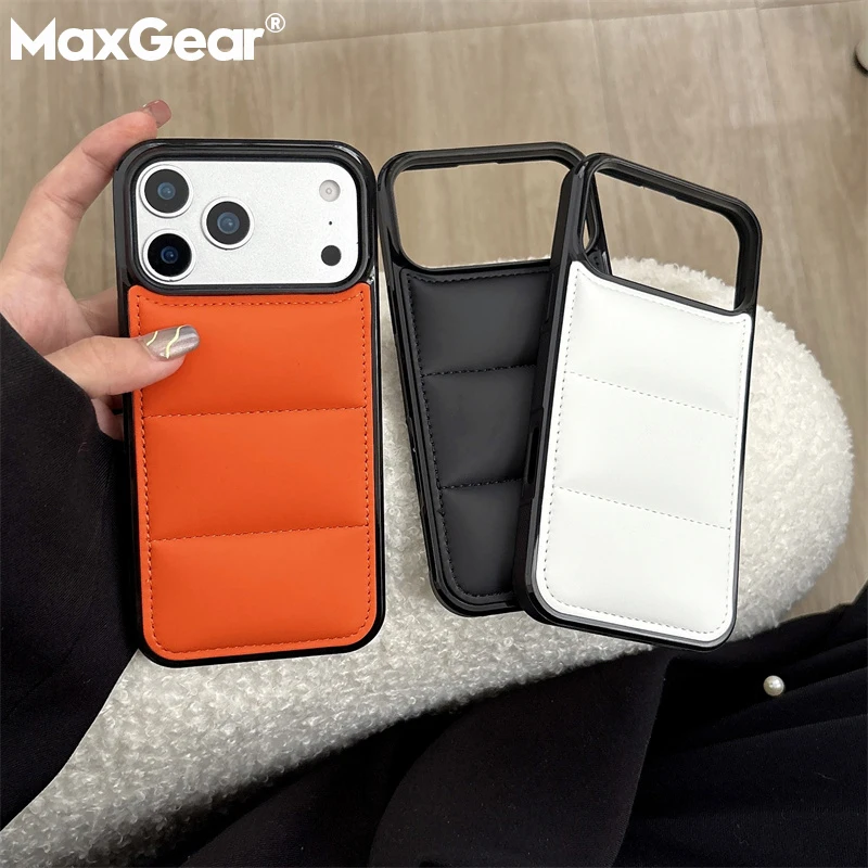 Luxurious Down-Filled Cotton Phone Case - Shockproof Soft TPU Cover with Large Camera Opening