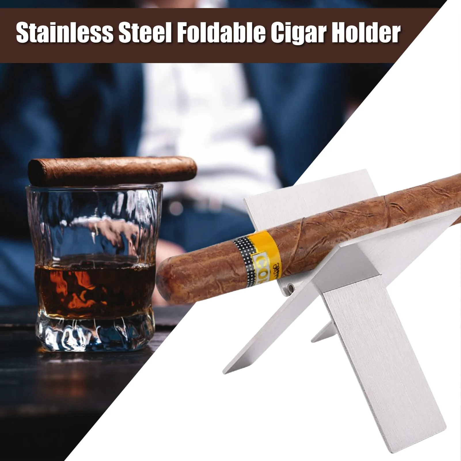 Stainless Steel Cigar Holder Foldable Stand Cigarette Rack Display ...