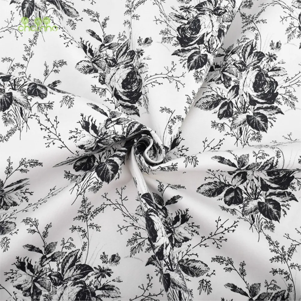 Chainho,Printed Stretch Poplin Plain Weave Cotton Fabric,DIY Quilting Sewing Dress Shirt Skirt Cloth Material,Rose Series,PCC58