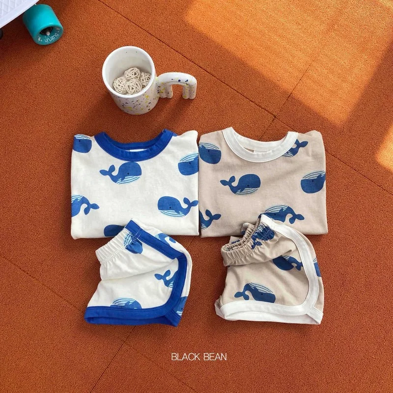 2024 Summer Baby Boy 2PCS Clothes Set Cute Cartoon Bear Printed Tees Cotton Shorts Suit Ins Toddler Boys Breathable Outfits 2