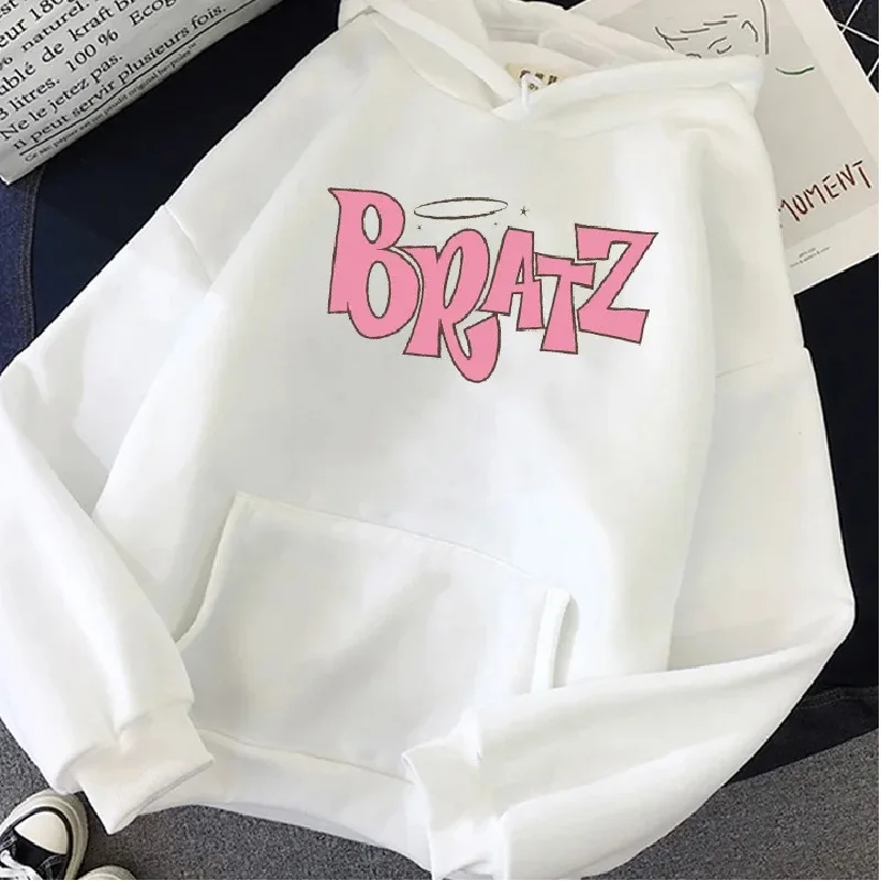 Spring and Autumn New Men's and Women's Fashion Versatile Hooded Sweater Bratz Letter Print Loose Casual Street Sweatshirt