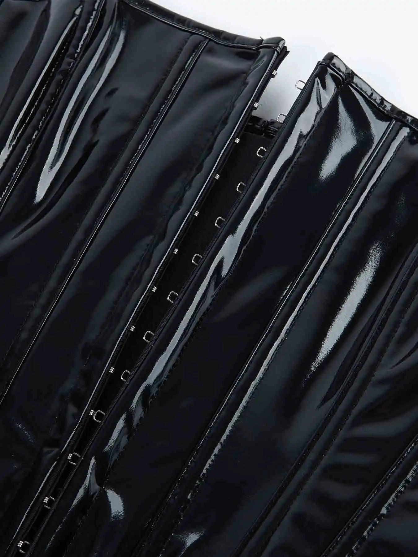 New European and American leather breasted glossy leather court corset waist corset 5