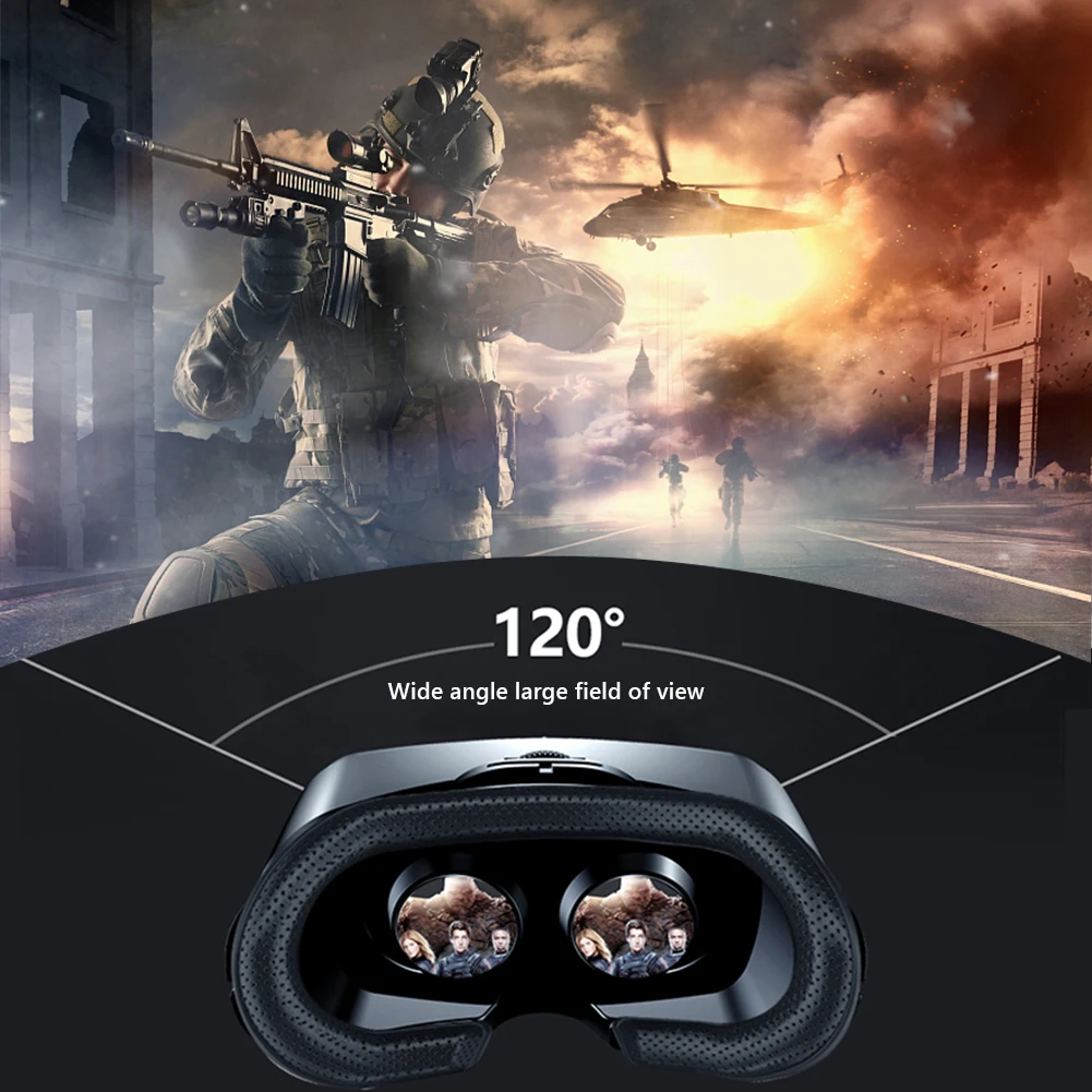 VRGPro+ 3D Blu-ray VR Headset Smart Glasses Helmet for Smartphones Cell Phone Mobile 5-7 Inch Lenses Binoculars with Controllers