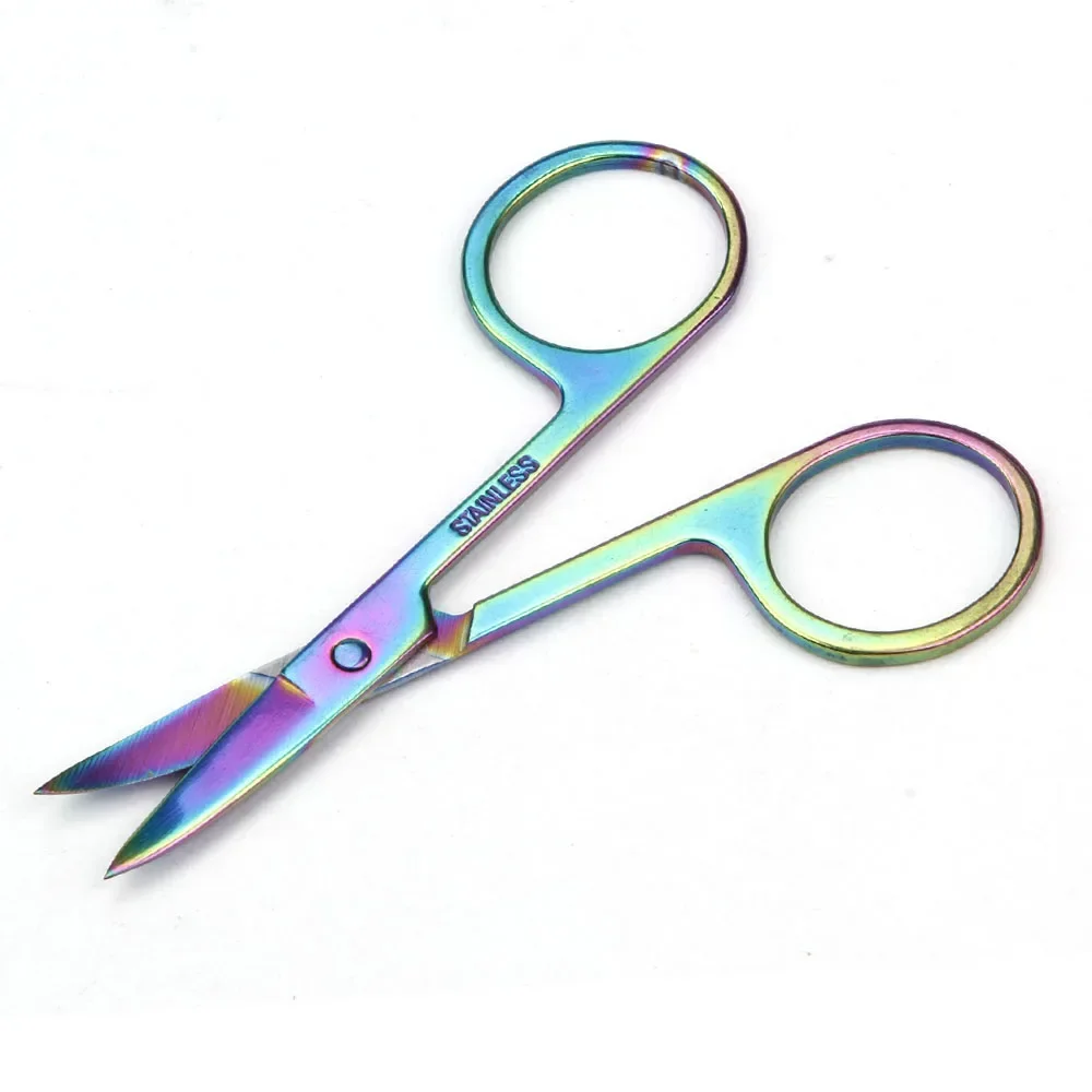 Manicure Nail Cuticle Curved Head Remover Chameleon Eyebrow Scissor Dead Skin Scissor For Professional Stainless Steel Nail Tool