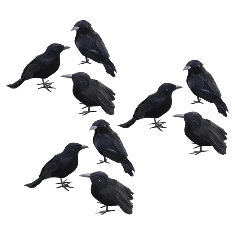 

Halloween Black Crow Model Simulated Crow Model Small Simulation Bird Realistic Home Decoration Animal Scary Toys Eye-Catching